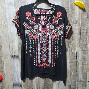Avani Black Floral Embroidered Blouse